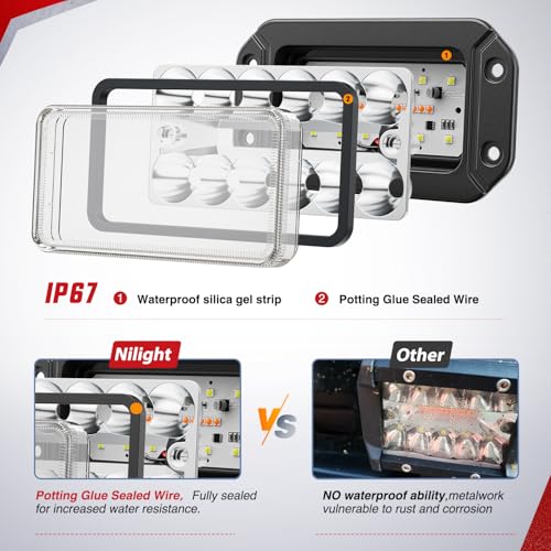 Image of Nilight Flush Mount LED Light Pods 6Inch 39W Amber White 3 Lighting Modes