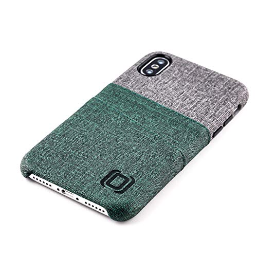 Dockem Luxe Iphone X/Xs Wallet Case: Slim Minimalist Case W/ 2 Credit Card Holder Slots: Ultragrip Canvas Style Synthetic Leather (Green And Grey) #TOP1