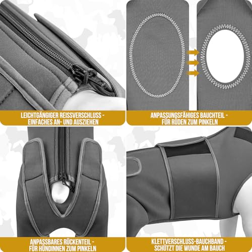OneTigris Hundebody Nach OP, Hundebody Nach Kastration Rüde mit Verstellbaren Riemen, Weich Leckschutz Hunde für Rüde Oder Hündin, Body Hund für Kleine/Mittlere/Große Hund (M) – Bild 5
