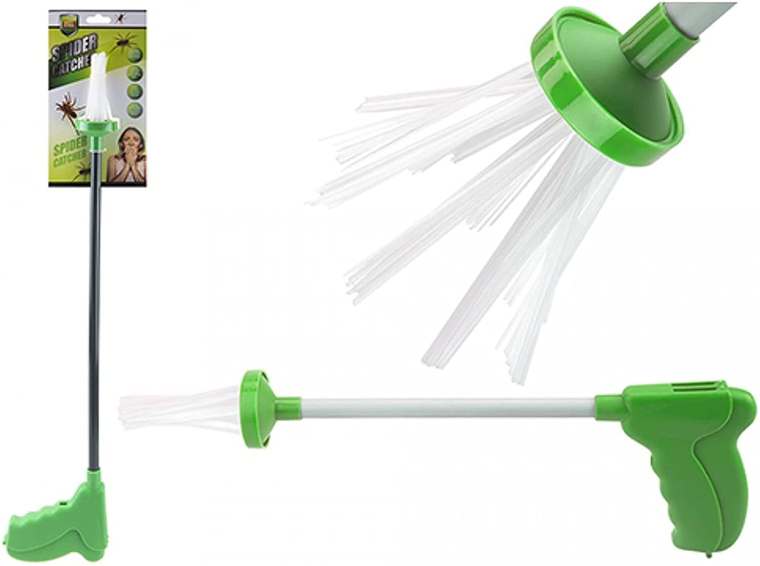 ebuyerfix Long handled Spider Catcher Humane Each Reach Crawling Insect Safely Humanely Removes Spiders, Insects, Daddy Longlegs, Wasps and Bees Green