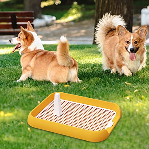 perfk Hunde Trainings Pads Welpentoilette, Mesh Gitter Haustier Trainingstoilette mit Tablett für Töpfchentrainer Drinnen Und Draußen, Gelb