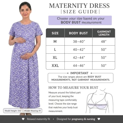 Image of Zero Clothing Feeding Dress for New Moms Casual Loungewear Ankle Length | Cotton Maternity Nighty | Zipless Feeding Dresses for Women | Pregnancy & Nursing Wear