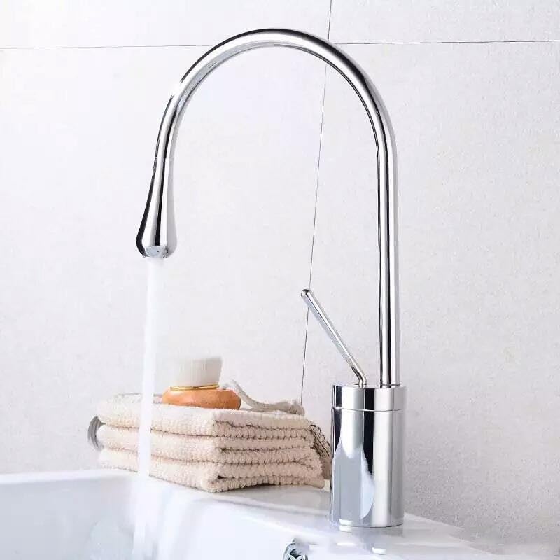 Robinet de lavabo chrome haut de gamme en laiton avec bec 360 rotatif