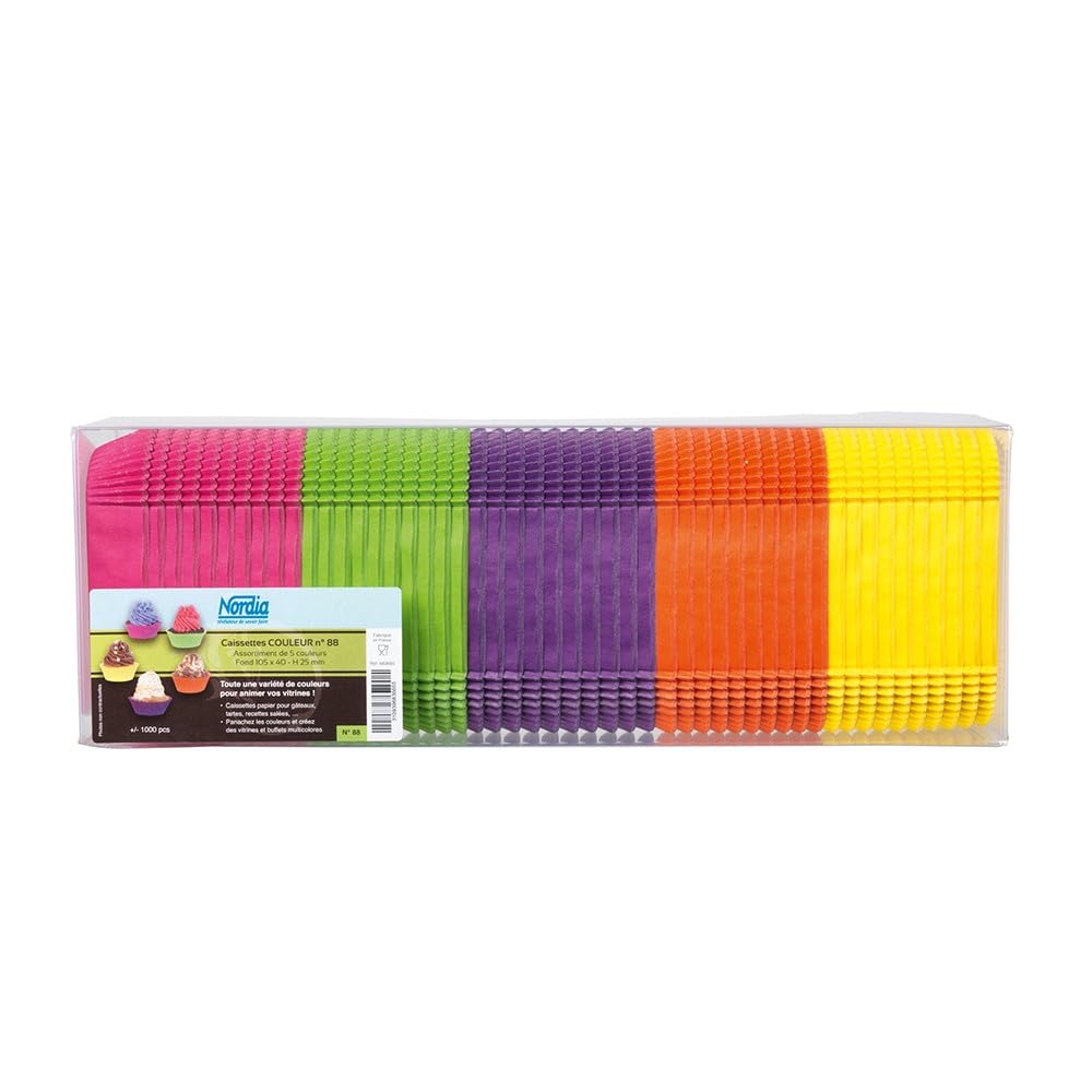 1000 caissettes calypso papier ingraissable - 105 x 40 + 25 mm assortiment couleur - gâteaux éclair - boulangerie et pâtisserie - présention de gâteaux individuels