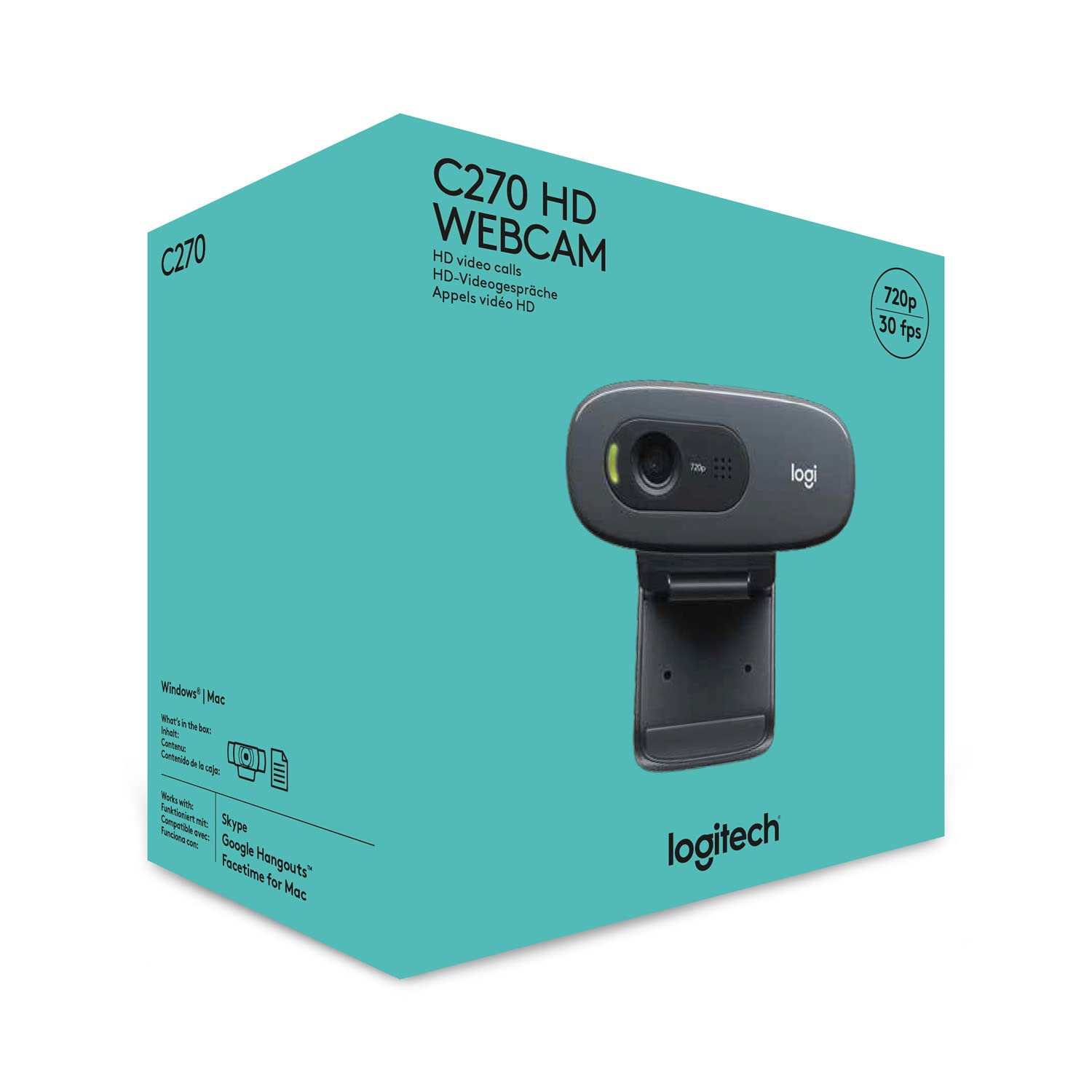 Logitech C270 HD Webcam para Educación | HD 720p/30fps, Videochiamata HD, panorámico Schermo, Correzione luce HD, micrófono rumore, Skype/FaceTime, PC/Mac