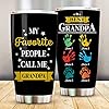 Personalized best grandpa grandma colorful handprint tumbler cup with grandkids names gift for grandparents grandmother grandfather birthday 20oz 30oz insulated coffeetea mug with lid  urban country home decor