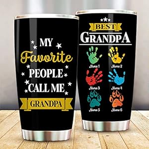 Personalized Best Grandpa, Grandma Colorful Handprint Tumbler Cup with Grandkids Names, Gift For Grandparents, Grandmother, Grandfather Birthday 20oz 30oz Insulated Coffee/Tea Mug with Lid Personalized Best Grandpa Grandma Colorful Handprint Tumbler Cup with Grandkids Names Gift For Grandparents Grandmother Grandfather Birthday 20oz 30oz Insulated CoffeeTea Mug with Lid