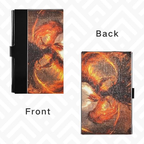 KLL Fire Phoenix Slim Business Card Holder case with Leather & Stainless Steel Pocket Card Holder for Travel Home or Office Use tarjetero para Hombre4