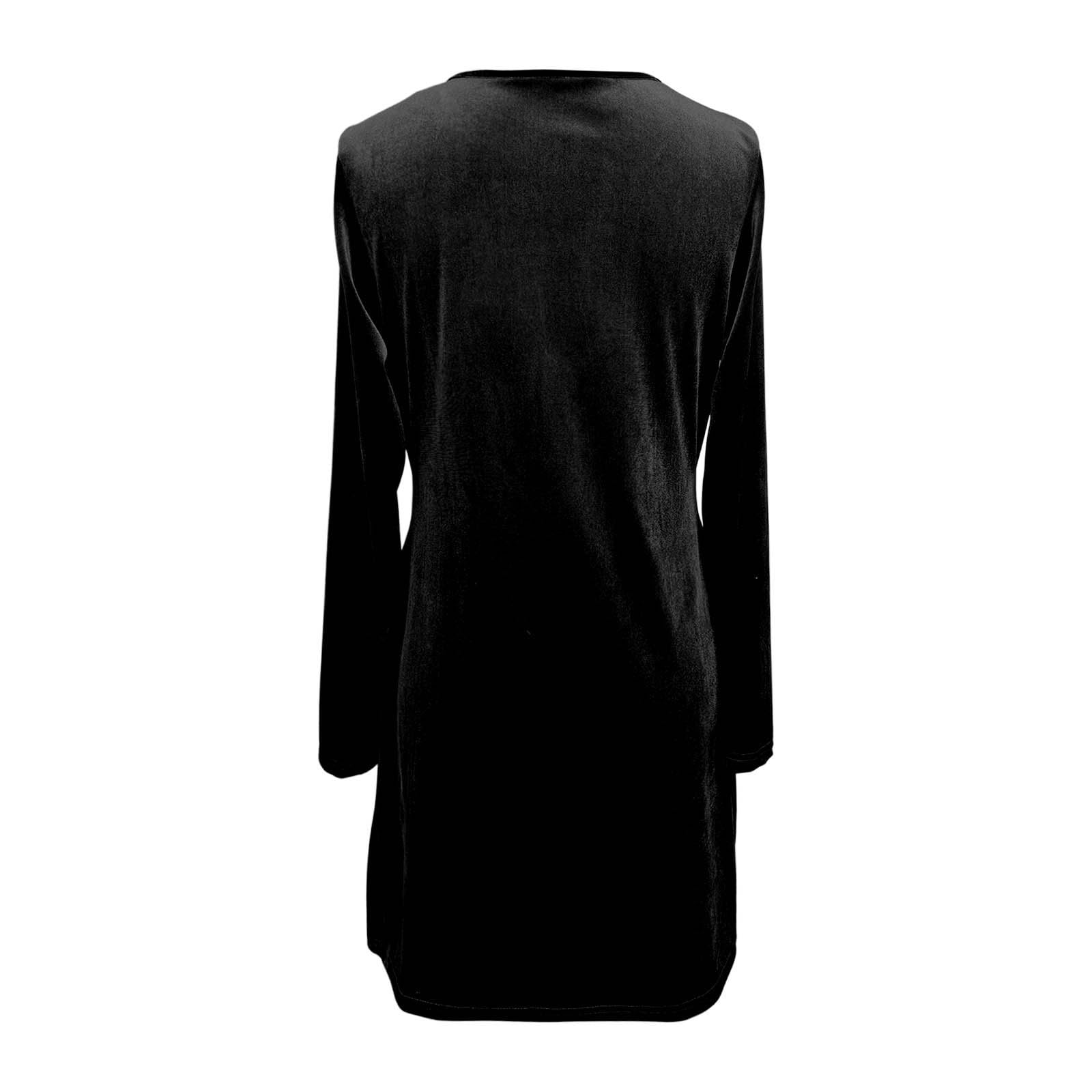 Generisch Winterkleider Damen Elegant Langarm Knielang Midi Kleider Samtkleid Kurz Sexy A Linie Winter Festlich Große Größen Samt Kleid Winterkleid Für Hochzeit Business
