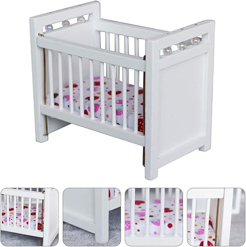 Miniatura 5 de Mini cuna de casa de muñecas a escala 112 cuna de madera para muñeca de bebé para casa de muñecas - Adorables accesorios y muebles para casa de