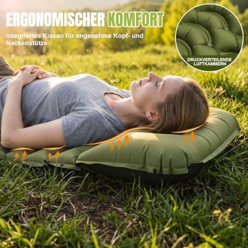 Isomatte Camping, LuftmatratzemitFußpumpeundintegriertemKissen – Ansicht 5