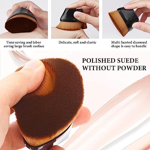 3 Stück Magic Foundation Brush, Flacher Foundation Pinsel Oval Make-up Pinsel Kabuki Flat Top Puder Gesicht Pinsels Groove Design mit Kasten (Schwarz)