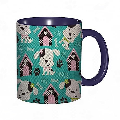 Taza divertida de cerámica de 14 onzas,Lindo cachorro con pata huesos corazón casa perrito animal Imprimir,apta para lavavajillas, regalos de computadora,regalos geek para hombres, taza de ciencia