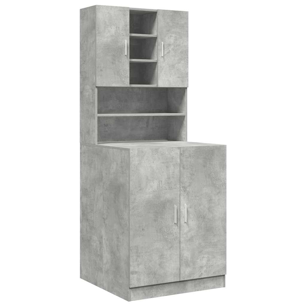 Waschmaschinenschrank 2 Stk Betongrau Holzwerkstoff