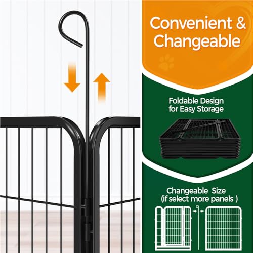 Yaheetech 12-teilig Welpenlaufstall 80cm hoch, Welpenauslauf mit 2 Türen, faltbares Freilaufgehege, Automatische Verriegelung, Tierlaufstall für Wohnung & Garten