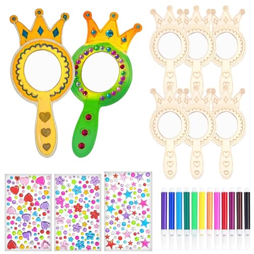 SPERMUOY 8 specchi in legno da dipingere, da principessa, fai da te, per bambini, fai da te