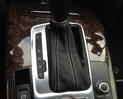 RedlineGoods Bota/Funda de Cambios - Caja de Cambio Directo Compatible con Audi Q7 2007-15 Cuero Negro Costura Azul
