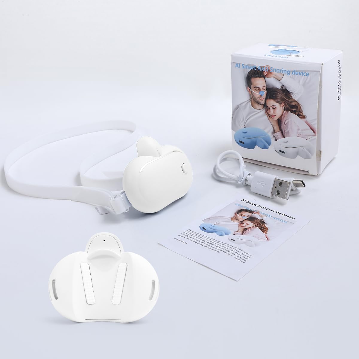 Dispositivo inteligente antirronquidos, tapón inteligente para ronquidos con modos fuertes y débiles para recordatorio de ronquidos, alivio. Fácil de usar, solución portátil de monitoreo automático de