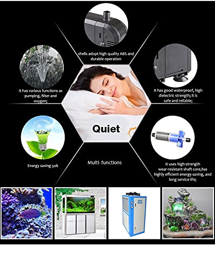 Image of VAYINATO Sunsun Hj Series Aquarium Submersible Pump For Fountain (Hj-600, 8W, 600L /H, Lifts 1.3M) Black