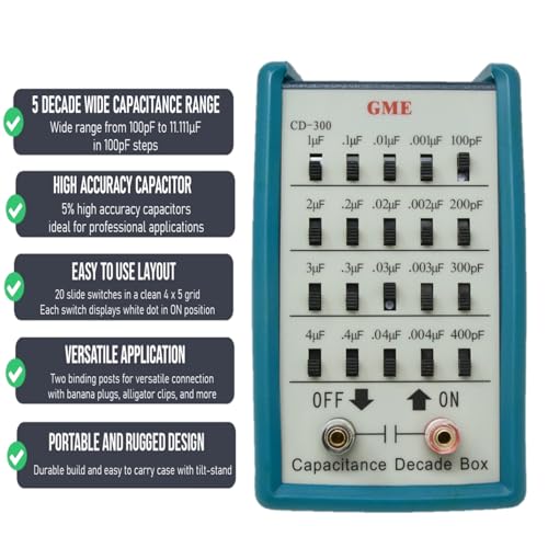 gme cd-300 capacitance substitution decade box 5 decades range 100pf to 11111 f designed in the usa
