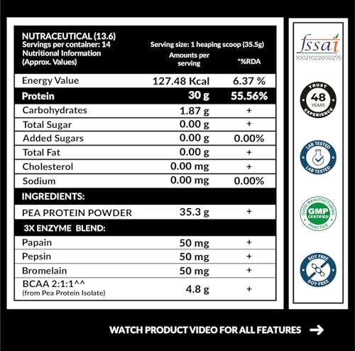 Image of Carbamide Forte Pea Protein Isolate 30G Per Serving | Vegan Plant Protein Powder Isolate With 4.8G BCAA | 100% Pure Unflavoured Plant Pea Protein Powder - 500G (Pack Of 3), 1500 Grams, 30 Grams