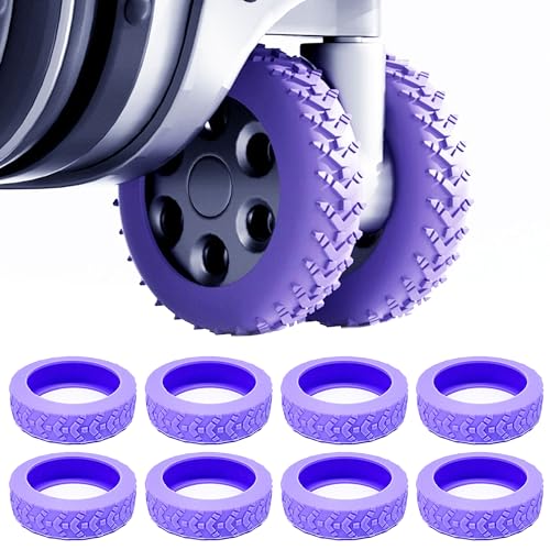 ANBOO Lot de 8 housses de protection de roue en silicone pour bagages - Antidérapantes et imperméables - Pour chaises de bureau et la plupart des roues pivotantes à 8...
