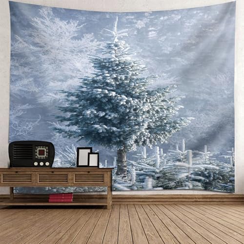 Tenture murale neige arbres pour masquer un mur vide et réchauffer l'ambiance