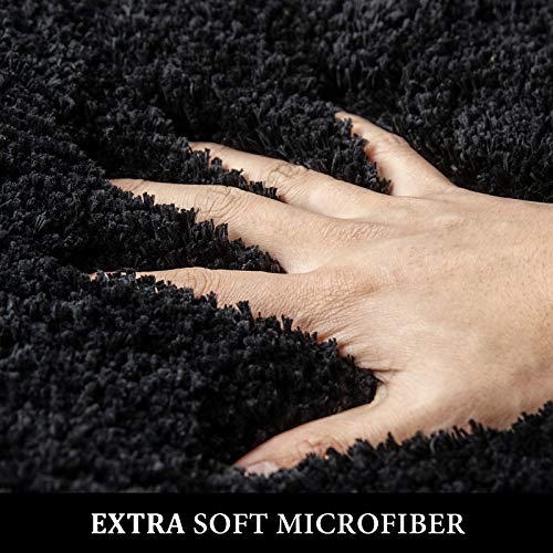 Miulee Extra Thick Non Slip Bathroom Rug Shaggy Soft Bath Mat Plush Microfiber Absorbent Water For Shower Tub Machine Washable (Black, 20X30 Inches) #TOP1