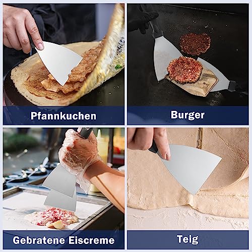 Herogo Grillspachtel 2er Set, Edelstahl Grill Spachtel Grillschaber mit Kunststoffgriff für BBQ, Steak, Küche, zum Grillen von Teppanyaki-Fleisch, Reinigen der Grillpfanne, Spülmaschinenfest