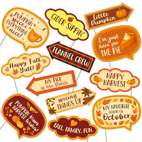 Pumpkin Fall Photo Booth Props 12 Funny Autumn Signs for Harvest Festival Pumpkin Patch Thanksgiving & Fall Party Decoration Kit