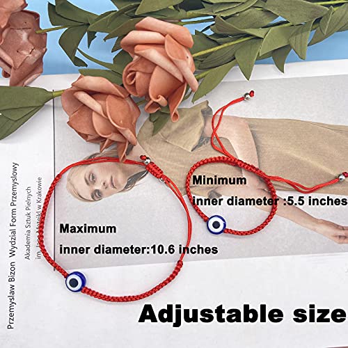 CASDAN Evil Eye Bracelets for Women Red Knot String Hamsa Kabbalah Protection Good Luck Ojo Bracelet Adjustable Friendship Bracelets Set Family4