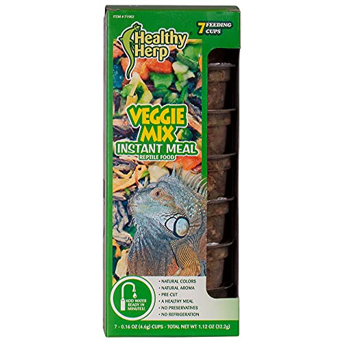 Healthy Herp Veggie Mix Instant Meal for Reptiles - Nutritious Bearded Dragon Accessories, Bearded Dragon Food - Made in USA - Quick Prep, for Box Turtles, Lizards, Tortoises - 7 x 0.16 oz (4.6g) Cups