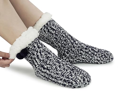 Image of BenSorts Women Thick Christmas Slipper Socks Non Slip Grippers Size 6-10