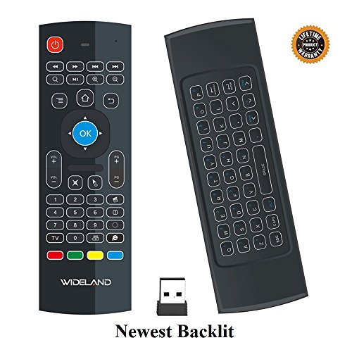 WIDELAND Backlit Air Remote Control, 2.4G Mini Wireless Keyboard Mouse, Infrared Remote Control Learning for Kodi Android TV Box IPTV HTPC Mini PC Pad Xbox Raspberry pi 3 and Other Devices