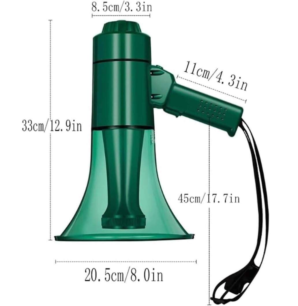 Interiores Exteriores Megáfono De Mano, Altavoz con Iluminación Led Alta Potencia 50w Sonido Sirena, Ligero para Árbitro per Eventi All’Aperto