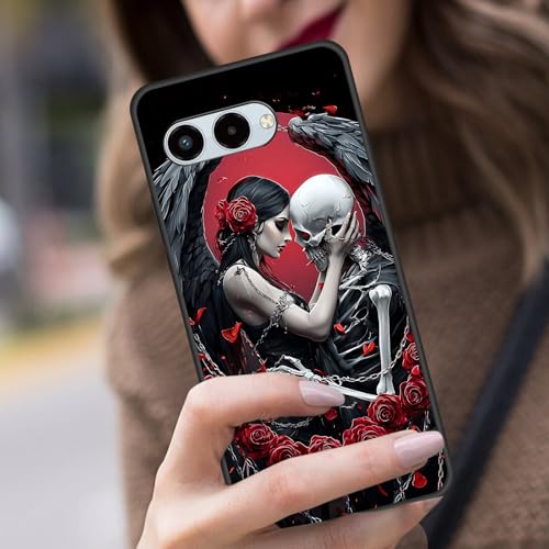 BFUKVOU for Revvl 8 Case,Premium Soft Silicone Rubber Full-Body Protective Bumper Case for T-Mobile Revvl 8 6.6 inch 2025,Woman and Skull with Roses - image 6