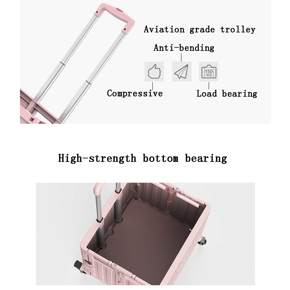 Carrito utilitario con 4 ruedas, carrito rodante resistente con sistema de freno para compras y oficina, carretilla de mano portátil para equipaje, diseño verde