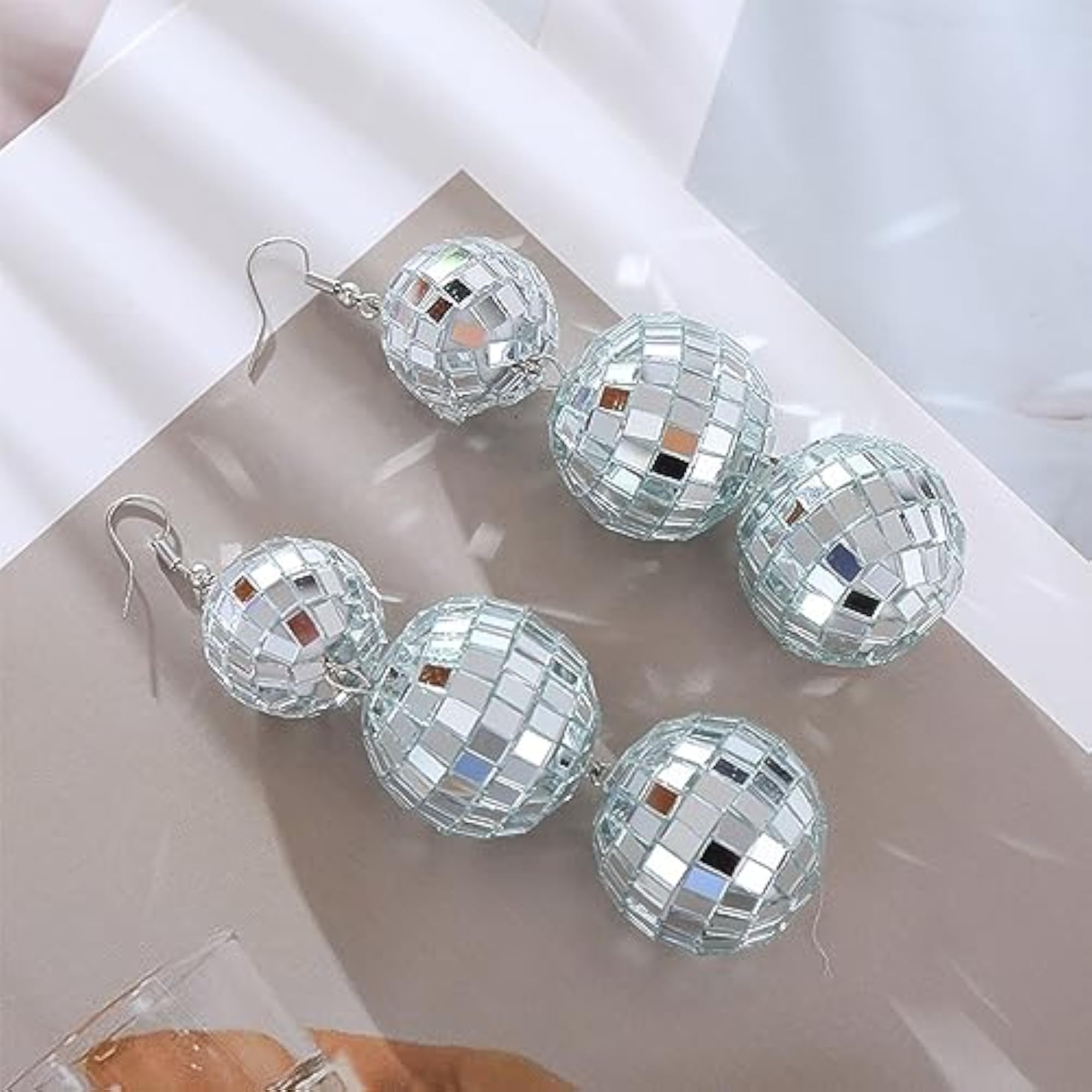60s 70s Mirror Disco Ball Dangle Earrings for Women
