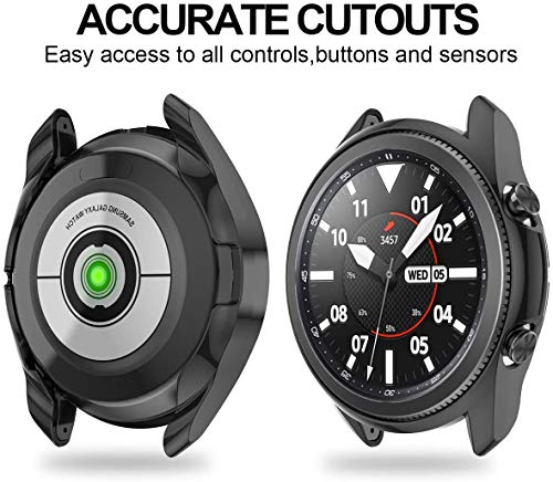 2 Pack Case for Samsung Galaxy Watch 3 45mm, Haojavo Hard PC Protector Slim Shock-Proof Cover All-Around Protective Bumper Shell for Samsung Galaxy Watch 3 45mm Smartwatch Bands Accessories