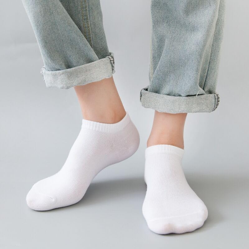 Image of Women's and Men's 10 Pack Thin Cotton Low Cut Ankle Socks (White)