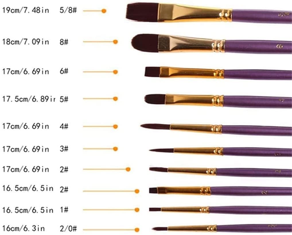 XBTGS Juego de 10 pinceles de pintura para acrílico, óleo, acuarela, artista, kits de pintura profesional, juegos de pinceles,