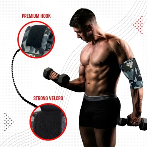 Image of Elbow Wraps for Weightlifting (Pair), Stretchable & Breathable 41 inch Elbow Compression Strap, Weightlifting Straps for Bench Press, Supports Powerlifting, Pressing, Elbow Straps for Gym Accessories for Men (Camouflage)