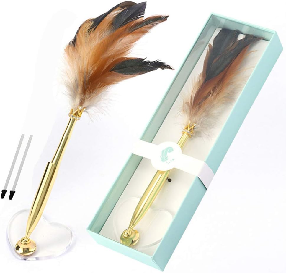 SIPLIV Feather Pen Rollerball Pen with Heartshape Decorative Base