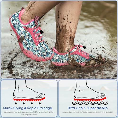Image of Built-in Heel Grips Water Shoes for Kids Girls Boys Hiking Wide Barefoot Swim Beach Pool Big Kid