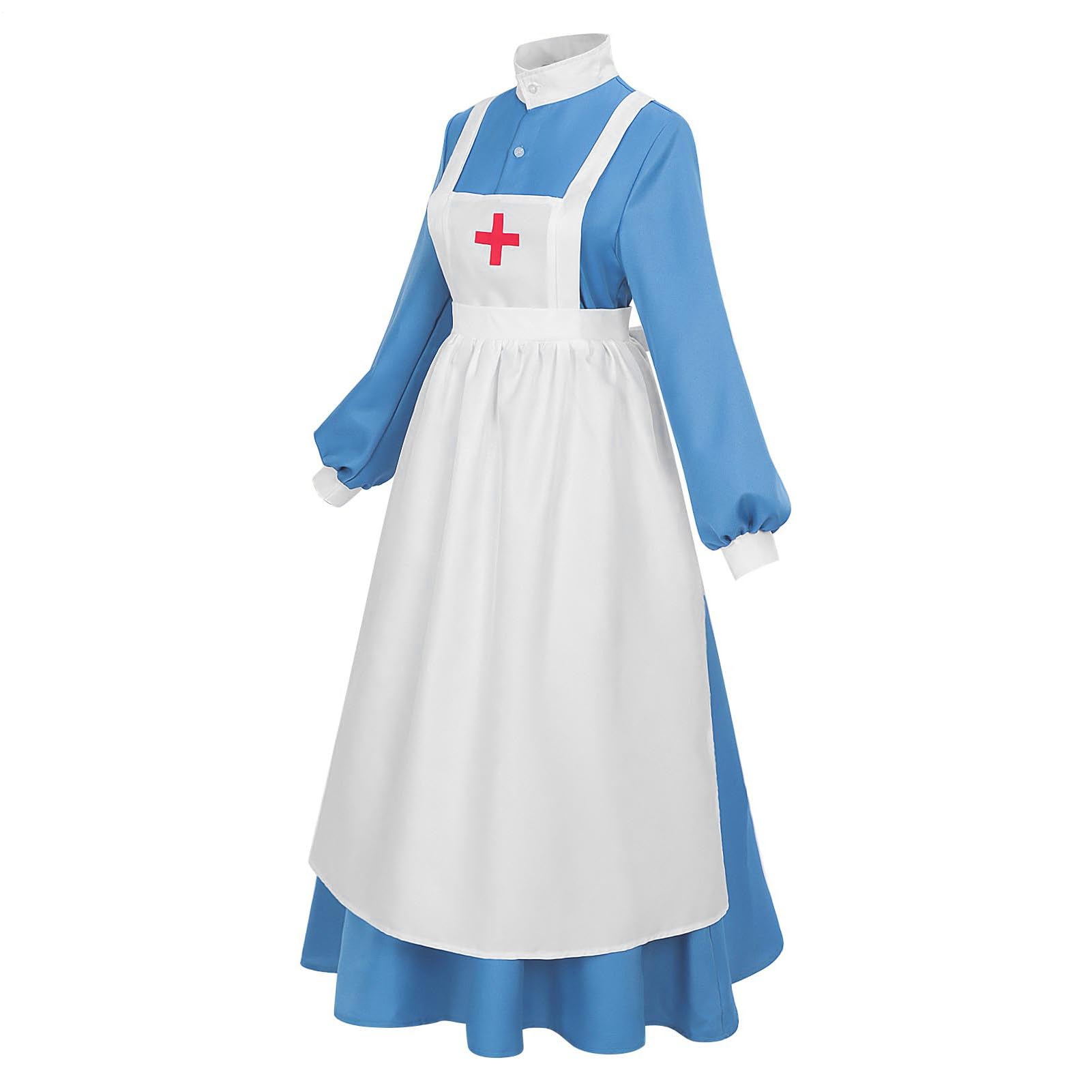 Costume da infermiera di Halloween, uniforme da infermiera per Halloween, a maniche lunghe, accessorio per cosplay, eventi, servizi fotografici, teatro, attori, appassionati di giochi di ruolo