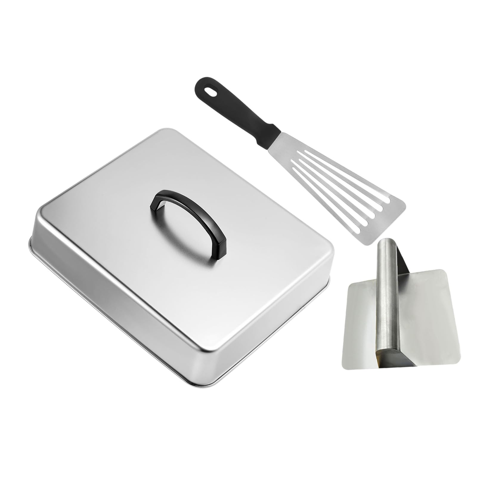 Whoasyst Better Stainless Steel Cooking Cover and Spatula for Even Heat Distribution Heat Retention Pan Cover