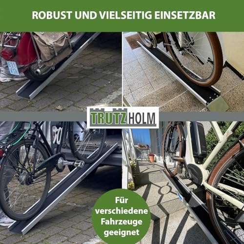 TRUTZHOLM 1 x Alu Auffahrschiene 194 cm 50 kg Alu grau Anti-Rutsch Beschichtung E-Bike Mofa Fahrradrampe für Treppe