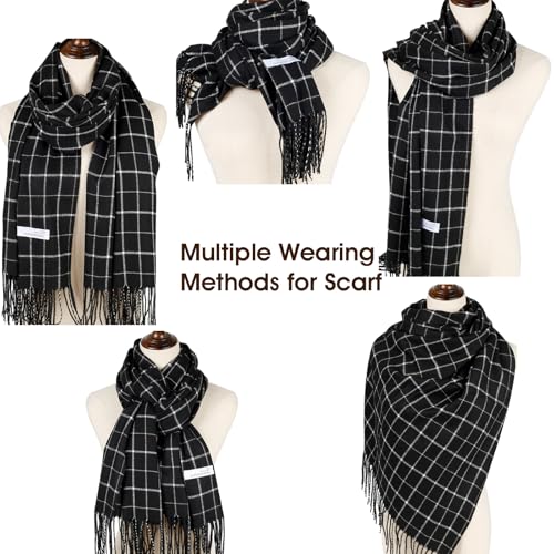 Winter Scarf for Cold Weather Soft Oversized Blanket Shawl Classic Tassel Scarf Flower Pattern for Women Men4
