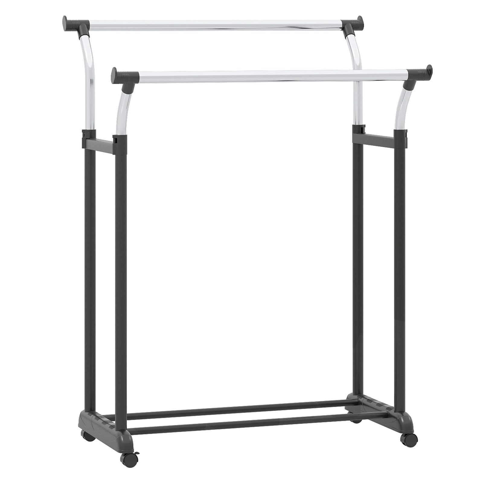 GIANTEX Portant a Vetements Double Tringle, Porte-vetements Portable avec Hauteur Réglable et Roulettes, Portant en Métal Robuste avec Roulettes pour Chambre, Buanderie, Vestiaire