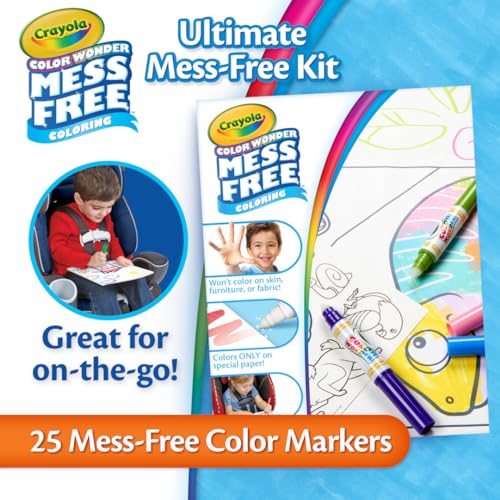 Image of Crayola Color Wonder Mess Free Coloring Kit (50+ Pcs), Toddler Art Set, Mess Free Markers & Coloring Pages, Toddler Travel Activity, Gifts, 3+
